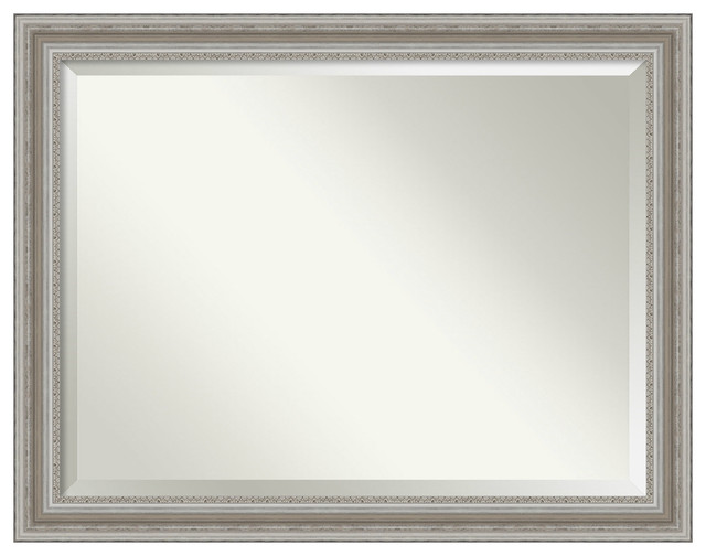 Parlor Silver Beveled Bathroom Wall Mirror 45.5 x 35.5 in. French Country Bathroom Mirrors