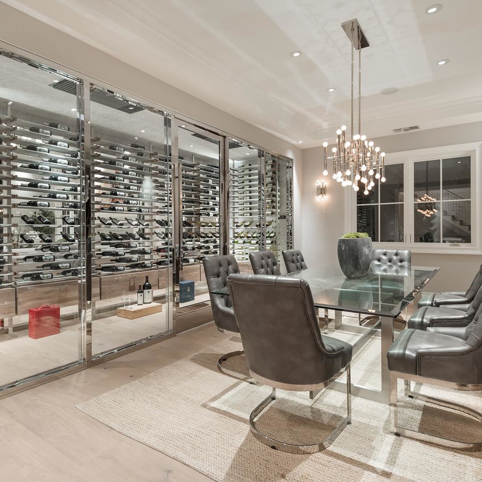 This is an example of a large contemporary wine cellar in Other.
