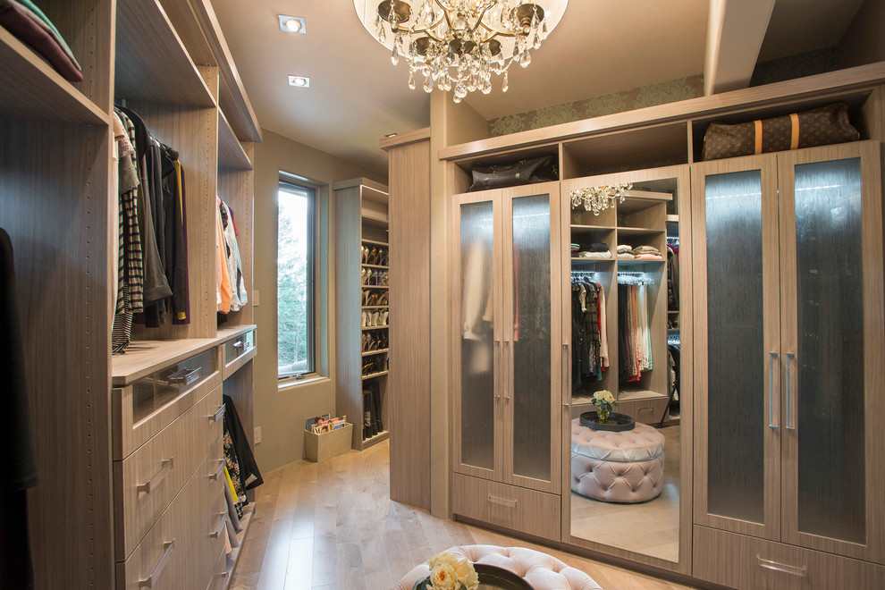 Inspiration for a modern storage and wardrobe in Denver.