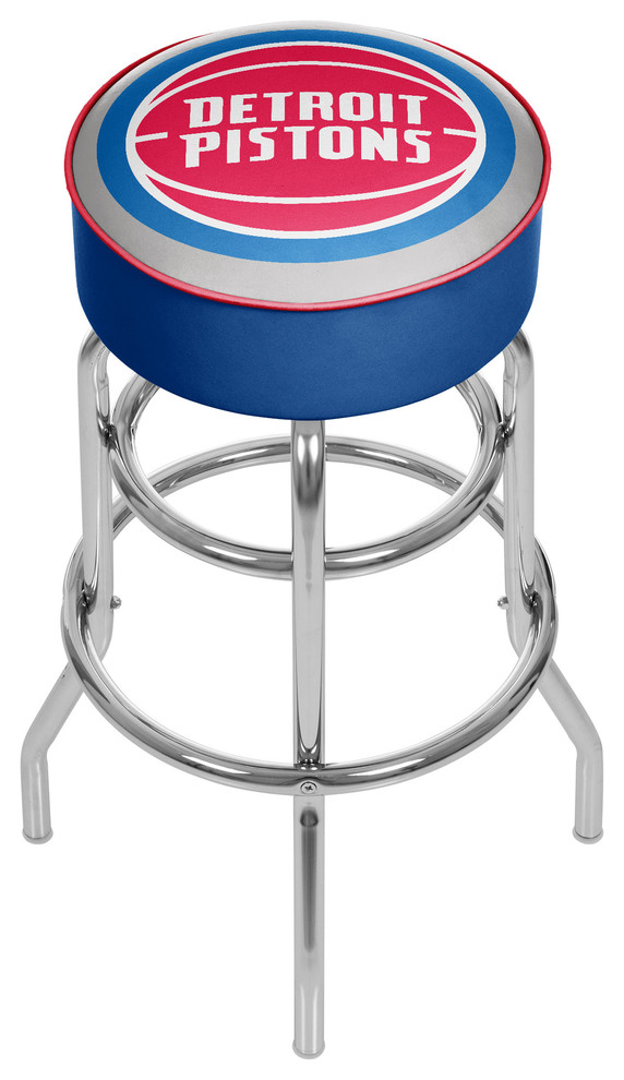 Bar Stool - Detroit Pistons Logo Stool with Foam Padded Seat
