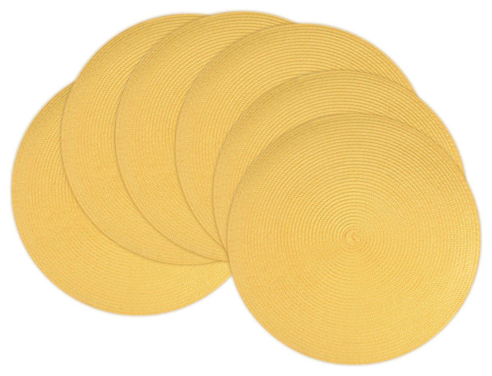 DII Yellow Round Polypropylene Woven Placemat, Set of 6 Contemporary