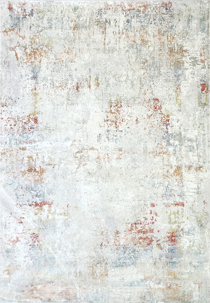 Dynamic Rugs Leda 9894 Organic and Abstract Rug, Ivory and Red, 6'7"x9'6"