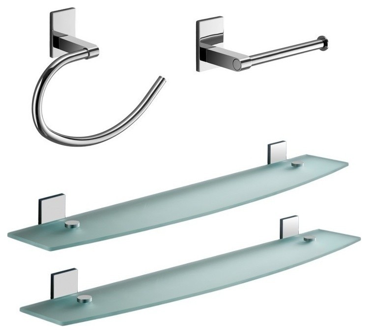 Pink And Chrome 4 Piece Accessory Hardware Set Contemporary