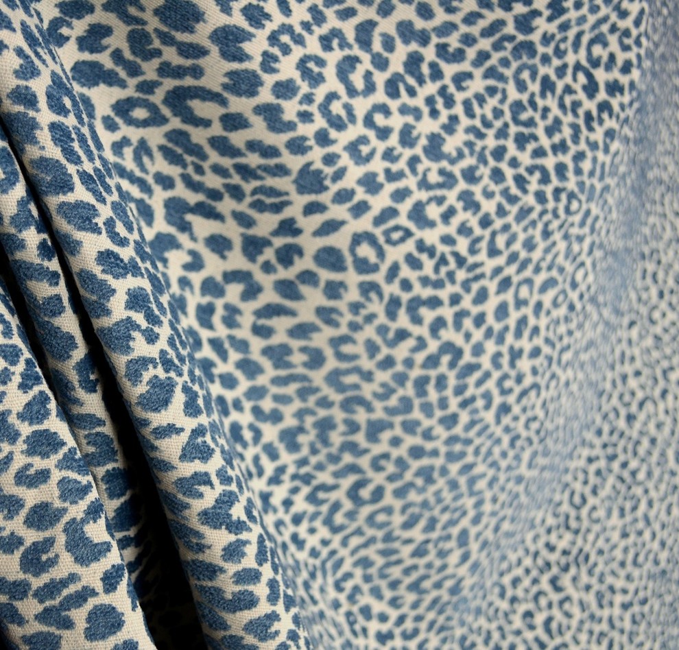 M9818 Delft Chenille Animal Print Blue Upholstery fabric Traditional