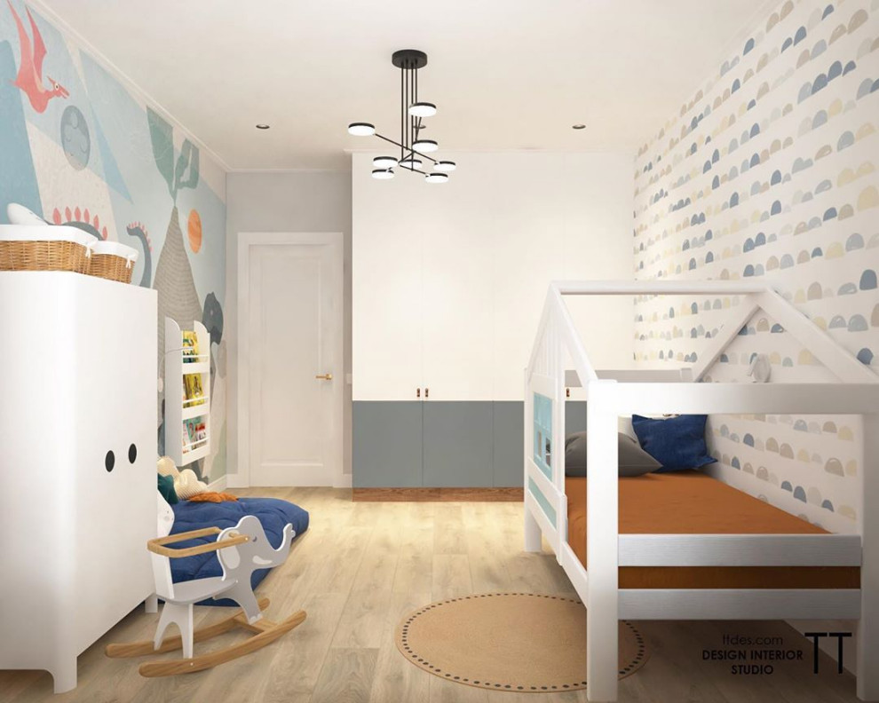 Design ideas for a contemporary kids' room in Saint Petersburg.