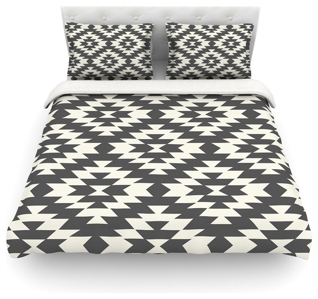 Black And Cream Duvet The Duvets Amanda Lane Navajo Black Cream Geometric Featherweight Duvet