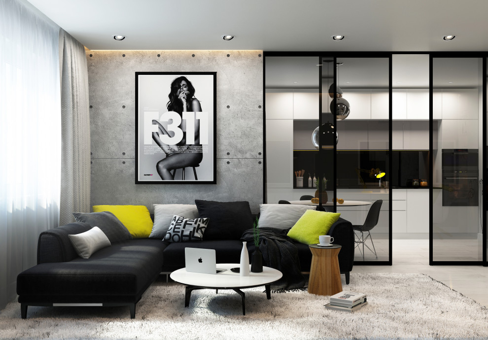 Apartment with yellow accents
