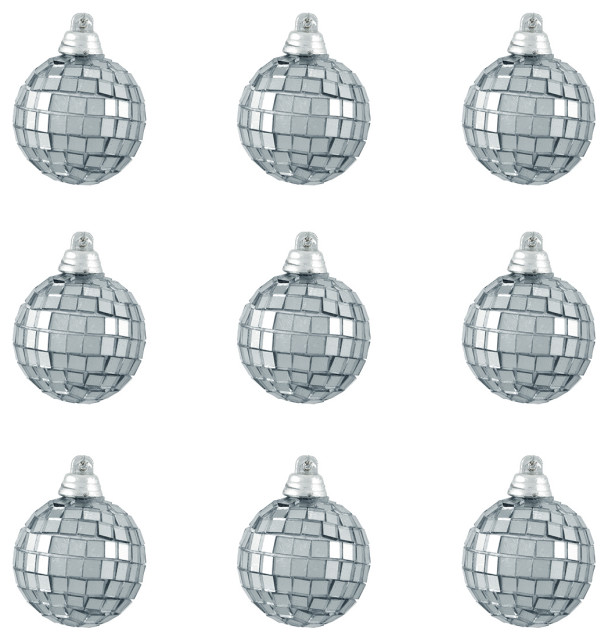 12ct Silver Splendor Mirrored Glass Disco Ball Christmas Ornaments 1.25