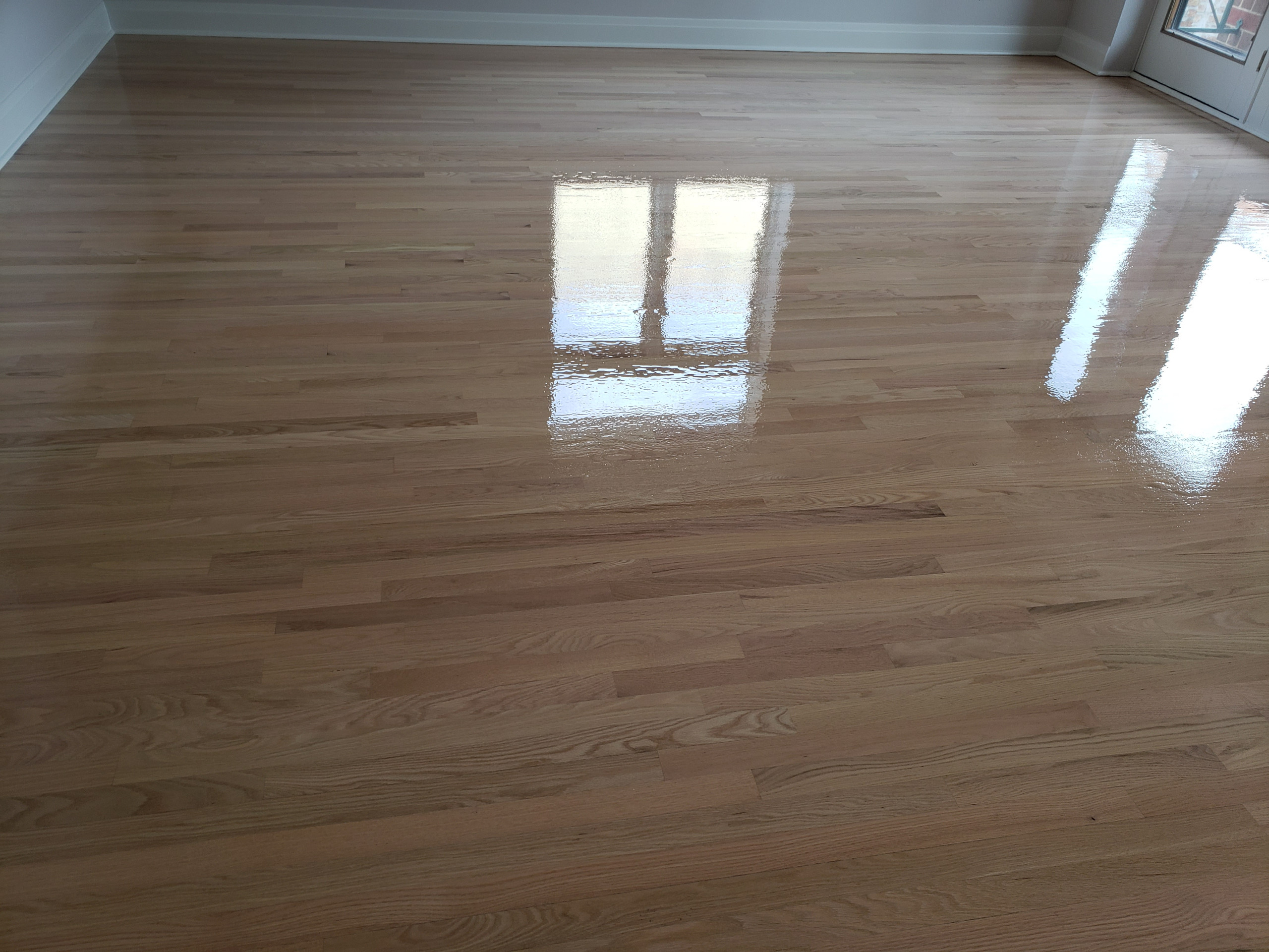 Chicago , Bona Seal on red oak finished with 3 coats Bona Mega One