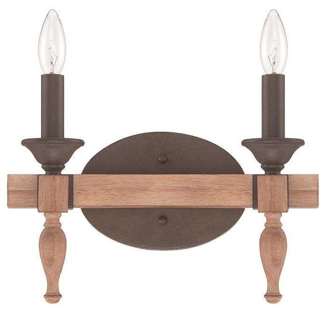 Craftmade Glenwood 2Light Aged Bronze and Distressed Oak Vanity Light