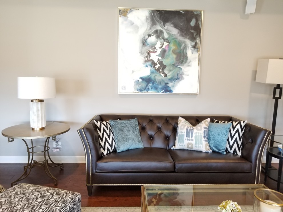 Example of a transitional family room design in Chicago