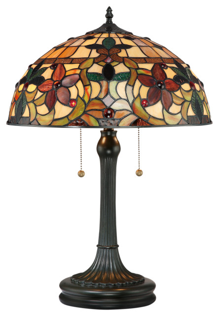 Luxury Mediterranean Tiffany Table Lamp, Vintage Bronze, UQL7150