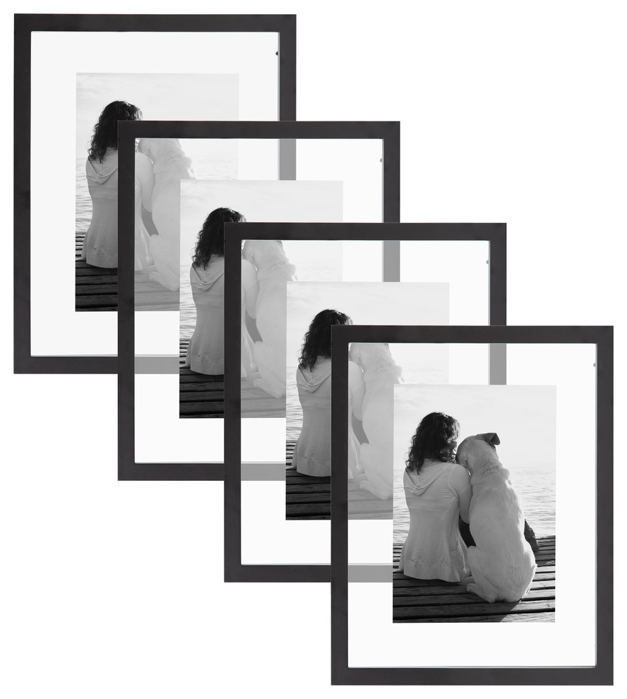 Gallery Float Glass Picture Frame Set, Black 8x10 Float Contemporary
