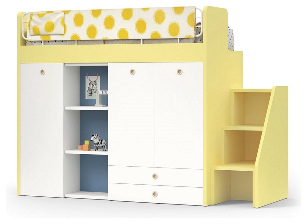 Inspiration for a small contemporary gender-neutral kids' bedroom for kids 4-10 years old in London with white walls.