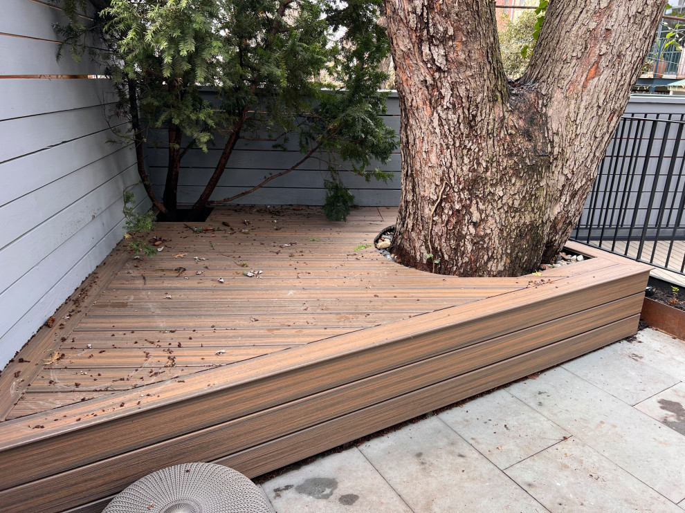 Park Slope backyard corten planters