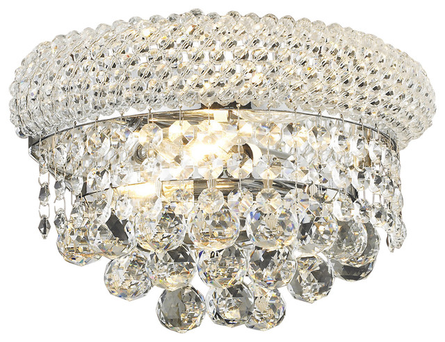 Bagel Design 2 Light 12" Chrome Wall Sconce With Clear European Crystals