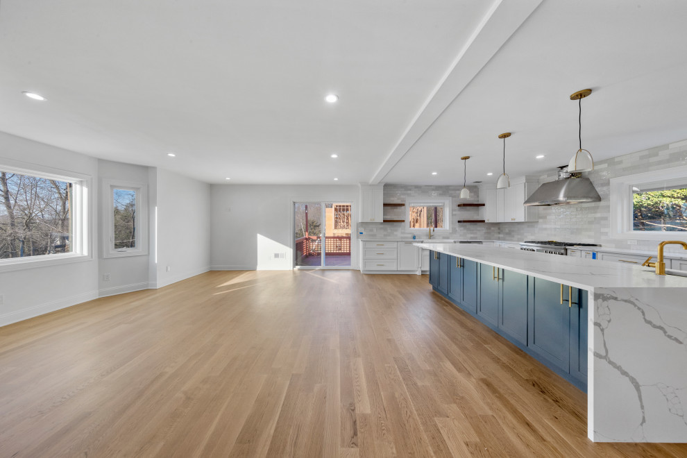 Kitchen Island with Cooktop and Pendant Lights