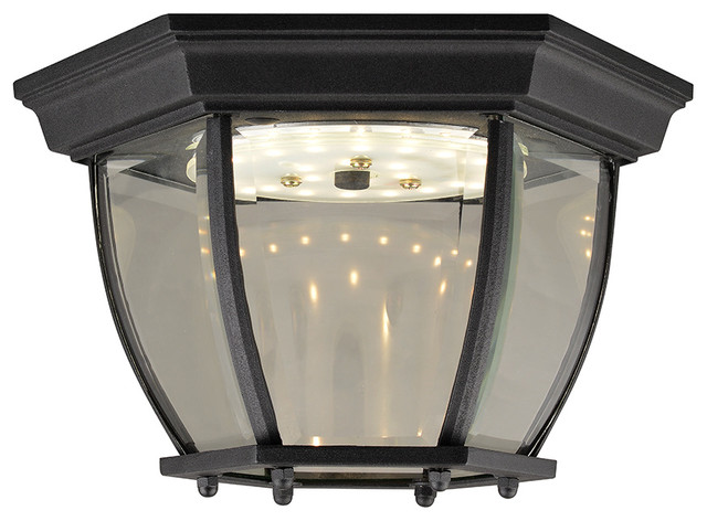 Canterbury II LED Outdoor Ceiling Light, Clear Beveled Glass, Black