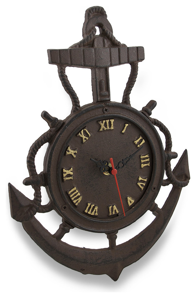 Cast Iron Ship Anchor Wall Clock Rustic Finish