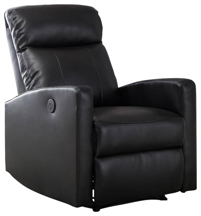 Modern Small Power Reading Recliner Chair in Black Contemporary