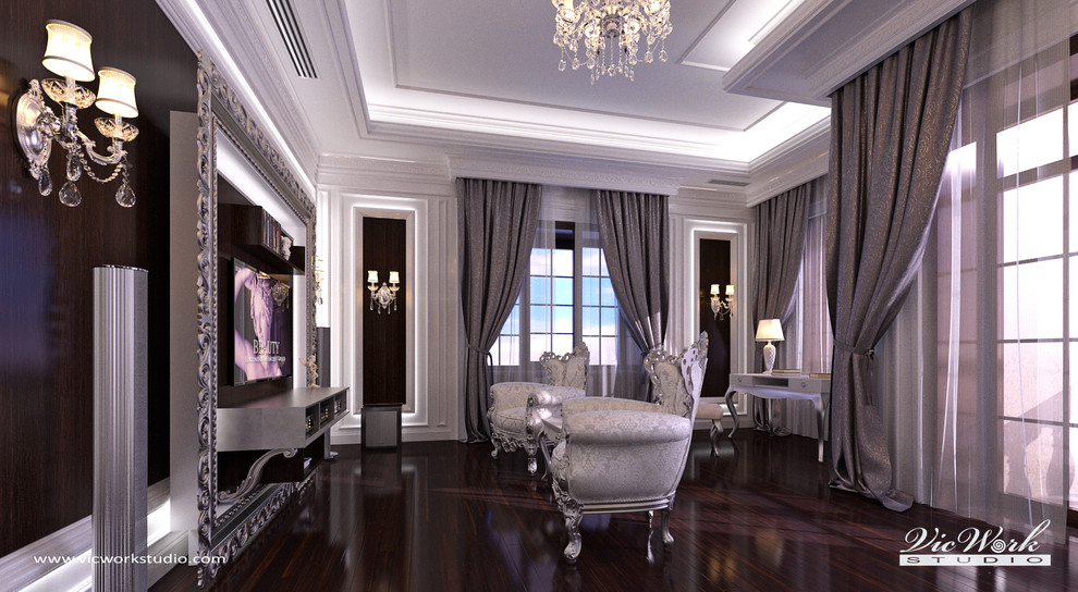 Luxury neoclassical bedroom interior. Bedroom in the H Residence