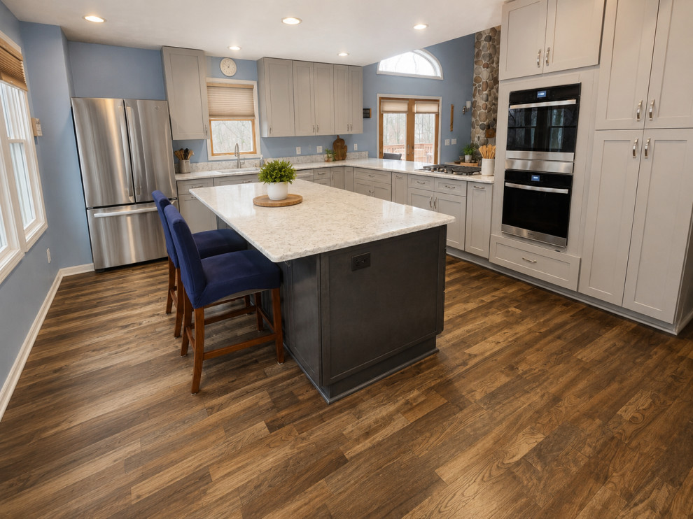 Wolf Lake Modern Lake House | Kitchen & Hardwood Flooring