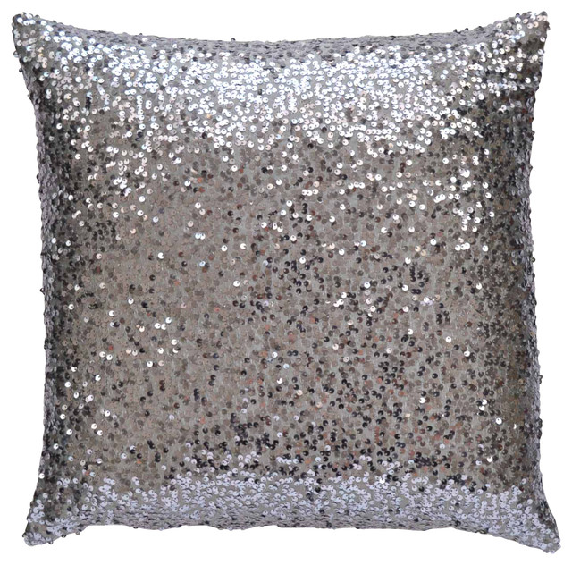 TwentyEight12 Silver Sequin Lumbar Pillow Cover Decorative Pillows