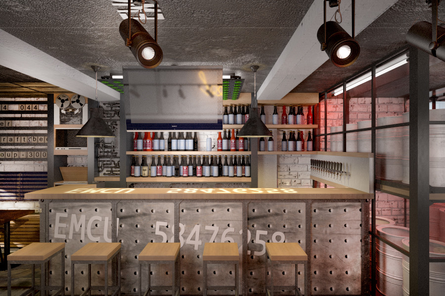 Дизайн проект общественного интерьера (бар) Revolver Craft beer