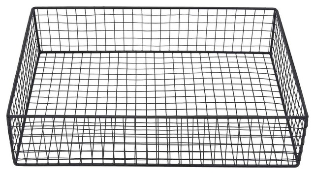 Sagebrook Home Black Wire Paper Tray Industrial Desk