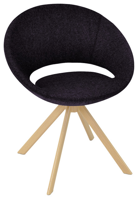 Crescent Sword Dining Chair Natural Veneer Steel Base Charcoal Wool Contemporary Dining Chairs By Sohoconcept