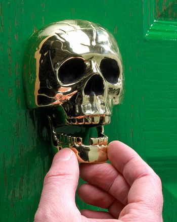 Polished Brass Skull Door Knocker