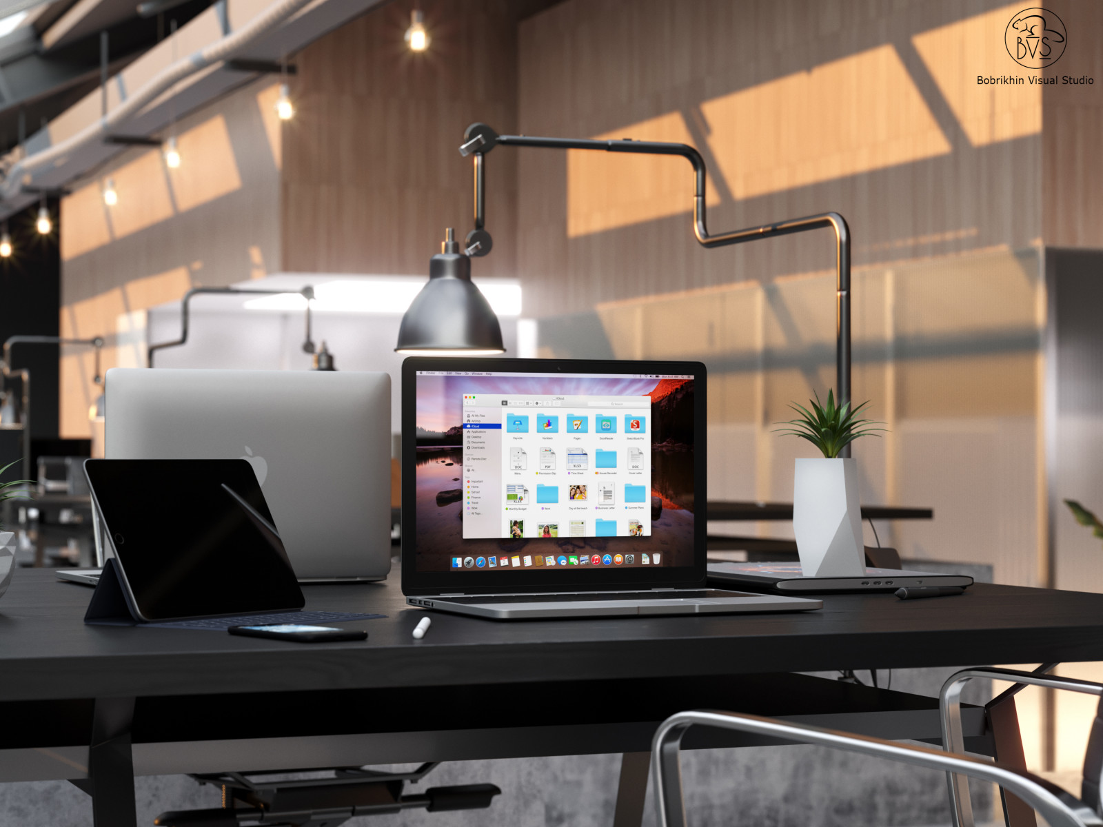 Office interior with the view of Manhattan