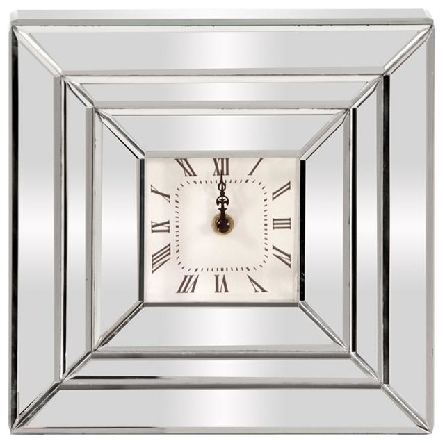 Mirrored Wall Clock howard elliott square mirrored clock - contemporary - wall clocks Mirrored Wall Clock howard elliott square mirrored clock - contemporary - wall clocks