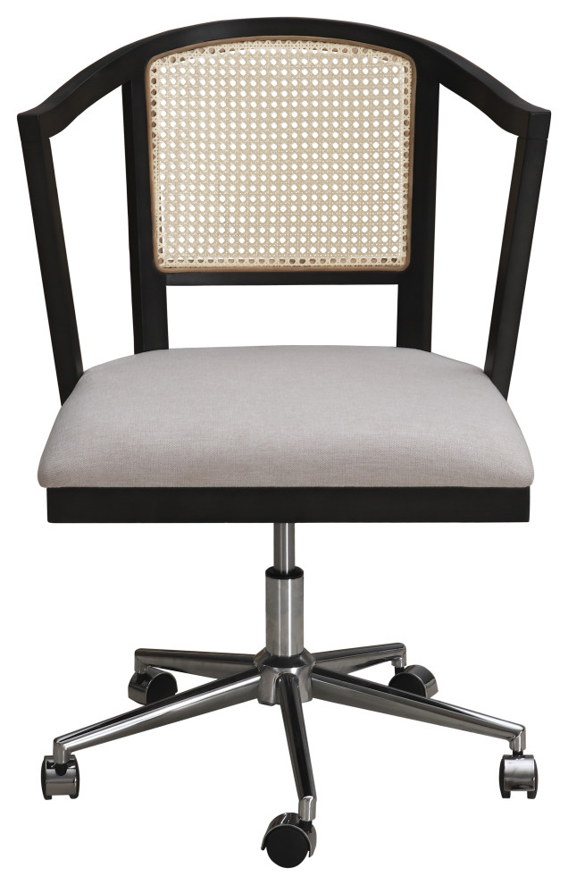 Archer TwoToned Cane Office Chair, Black With Natural Cane Tropical