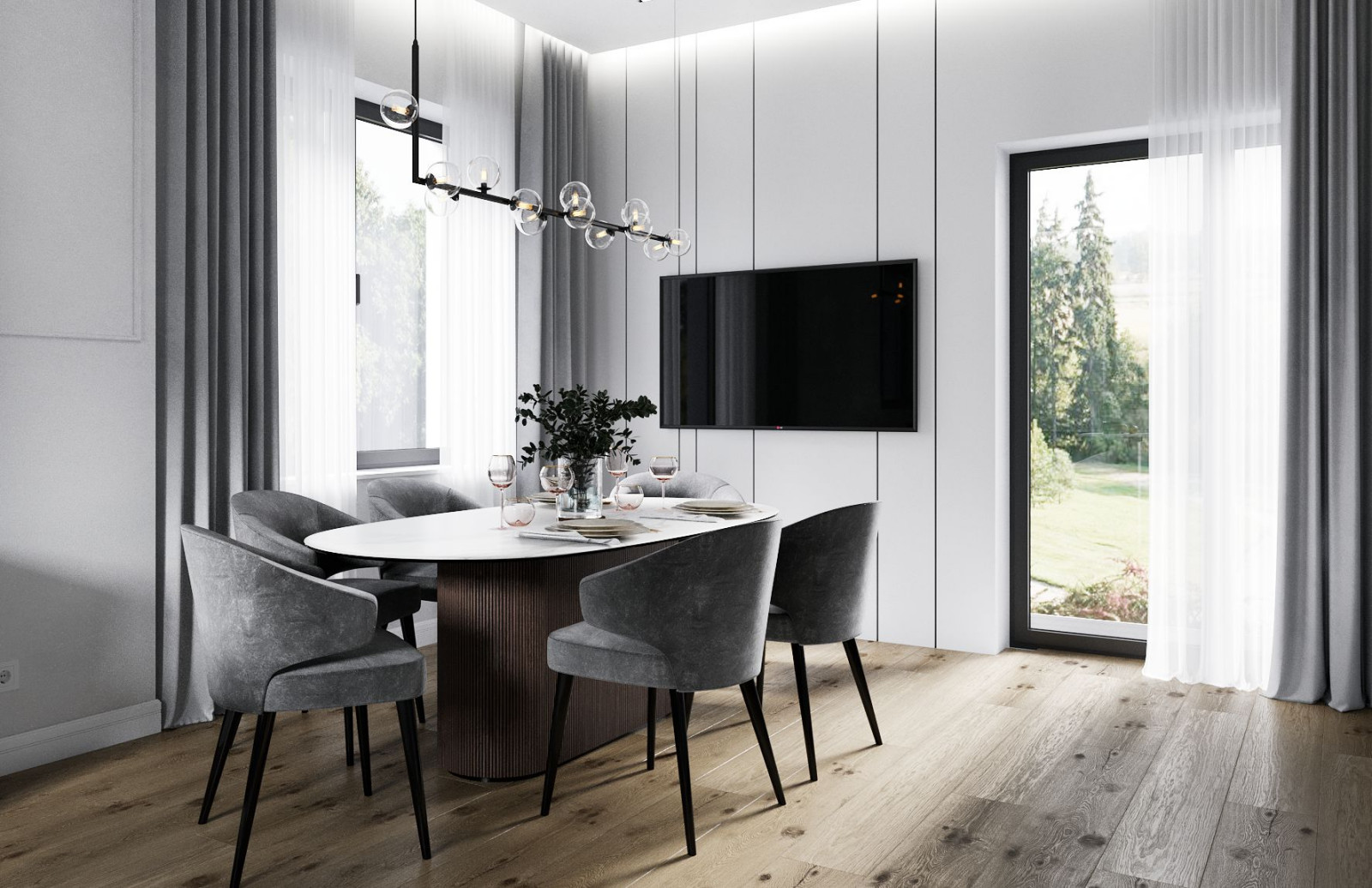 Дизайн проект двухэтажного частного дома в серых тонах