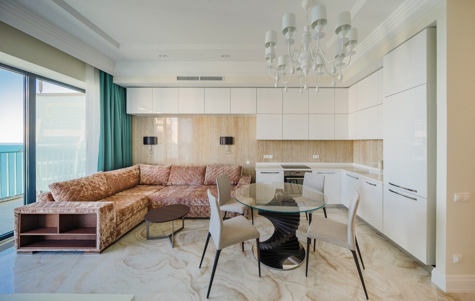 Апартаменты  ЖК "Актёр гэлакси" в современном морском стиле