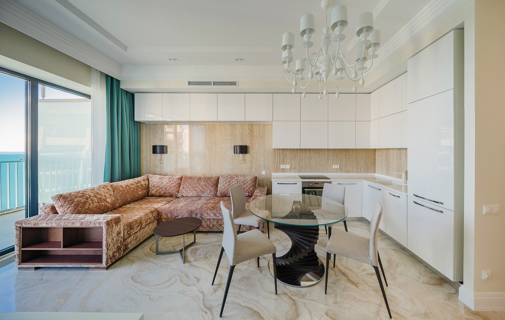 Апартаменты  ЖК "Актёр гэлакси" в современном морском стиле