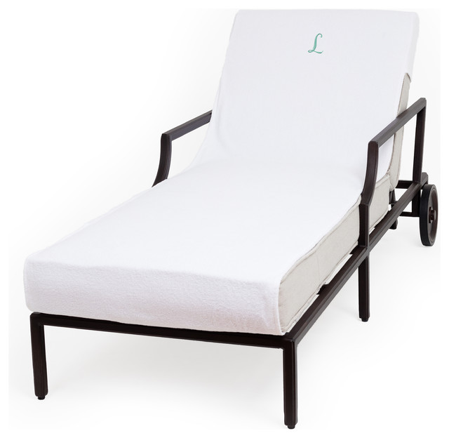 Linum Home Textiles Personalized Standard Chaise Lounge Cover, White, L