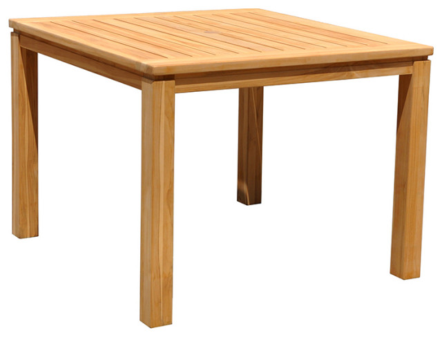 Heritage 39" Square Teak Dining Table With Umbrella Holes ...