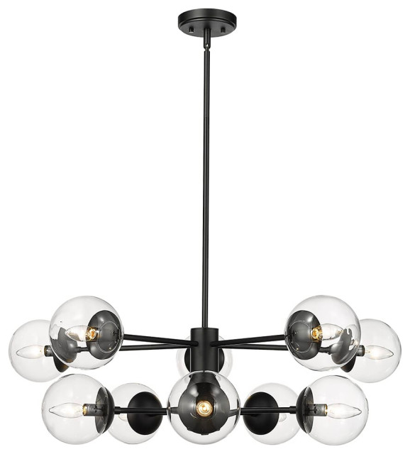 Avell 10Light Chandelier Ceiling Light In Matte Black Midcentury