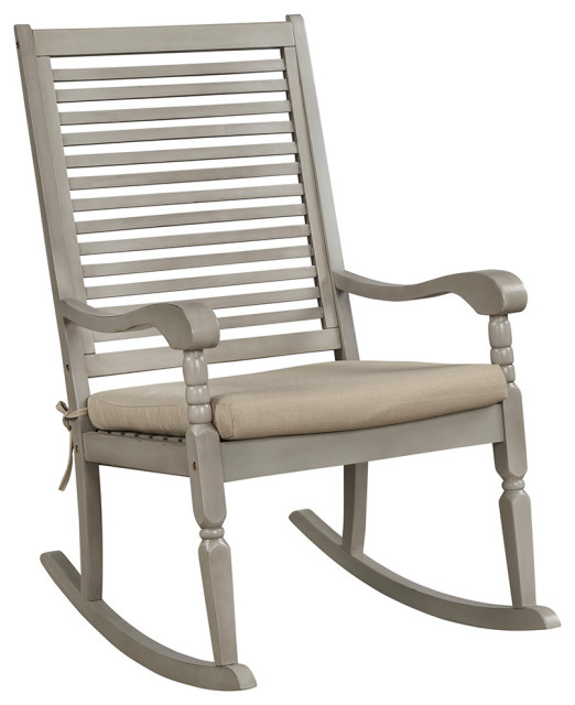 Indoor/Outdoor Elegant Hardwood Porch Rocking Rocking Chair Light Dove