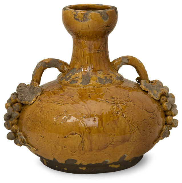 Old World Tuscan Yellow Short Italian Vase