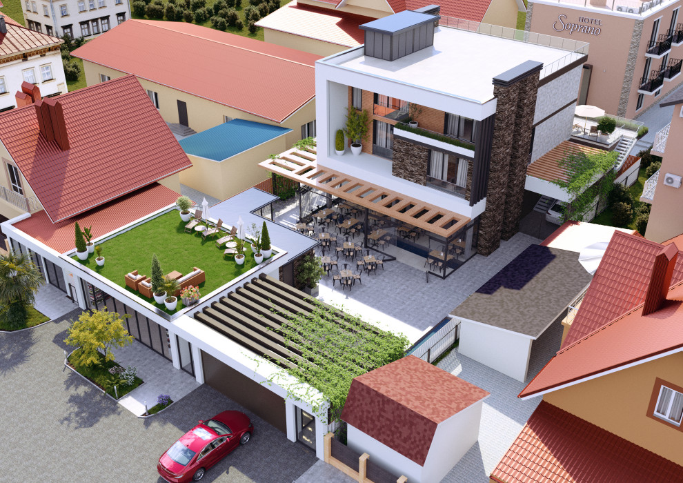 Проект частного дома с кафе и техническими помещениями в г. Сочи!