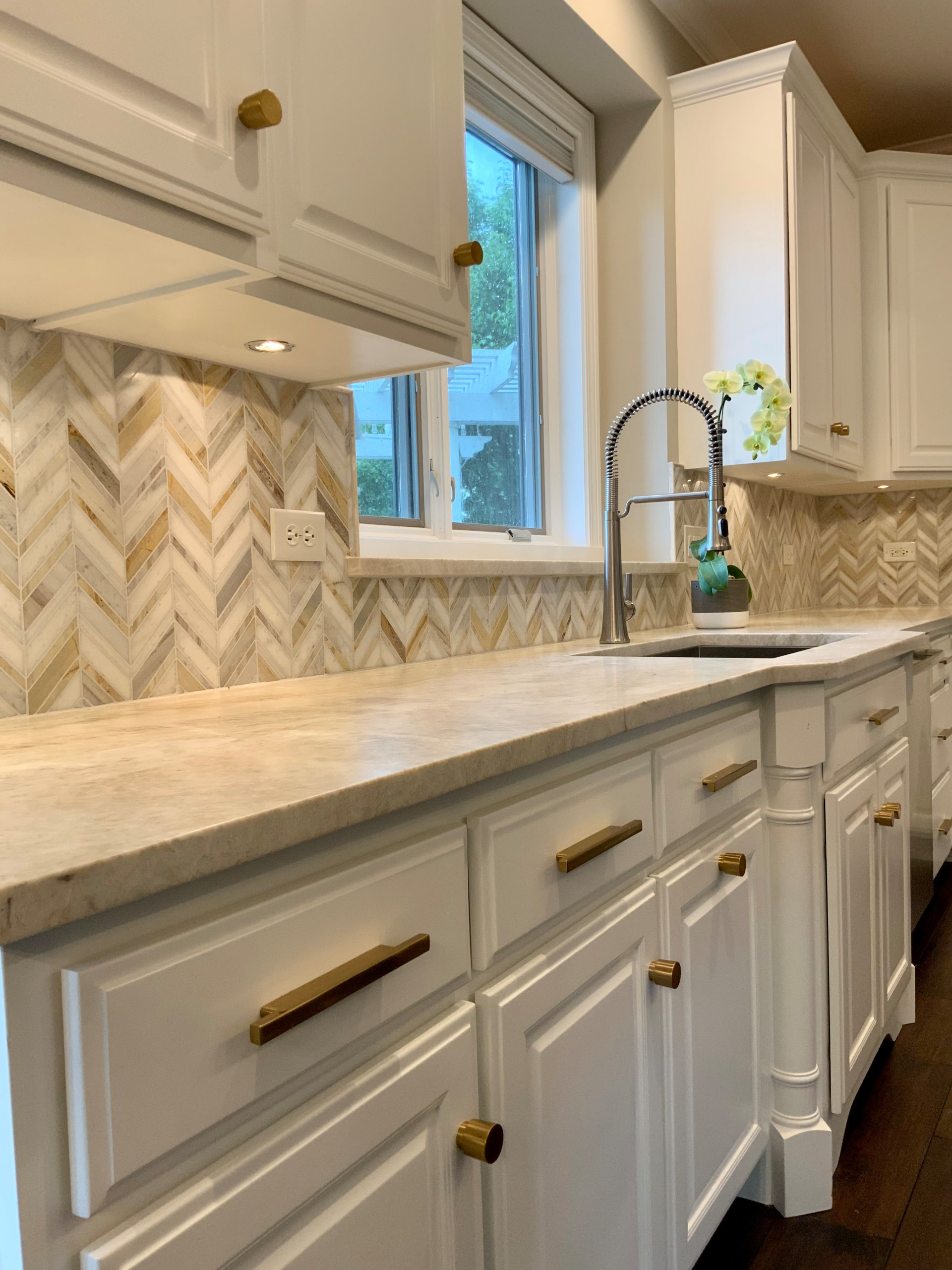 Transitional Home with Antique Brass Accents