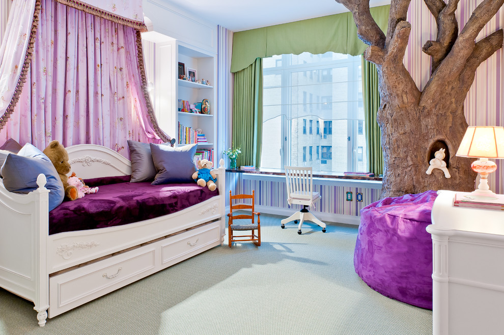 Traditional kids' playroom in New York for girls.