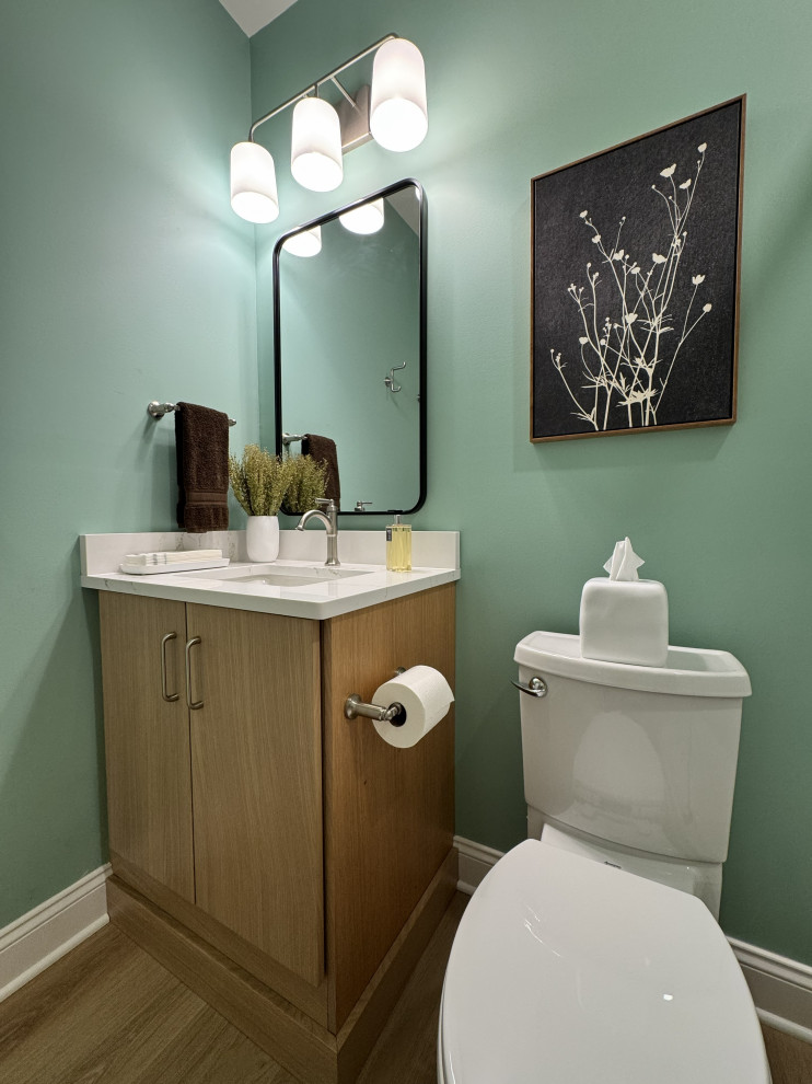 Modern Basement Bathroom with Rift-Cut Oak Vanity