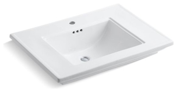 Kohler Memoirs Bathroom Sink Basin w/ 1 Faucet-Hole Drilling, White