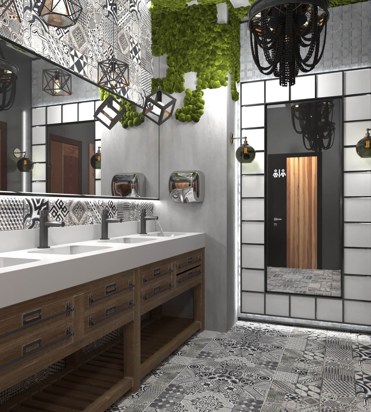 Дизайн-проект санузла в проекте ресторана для Harley Davidson Самара