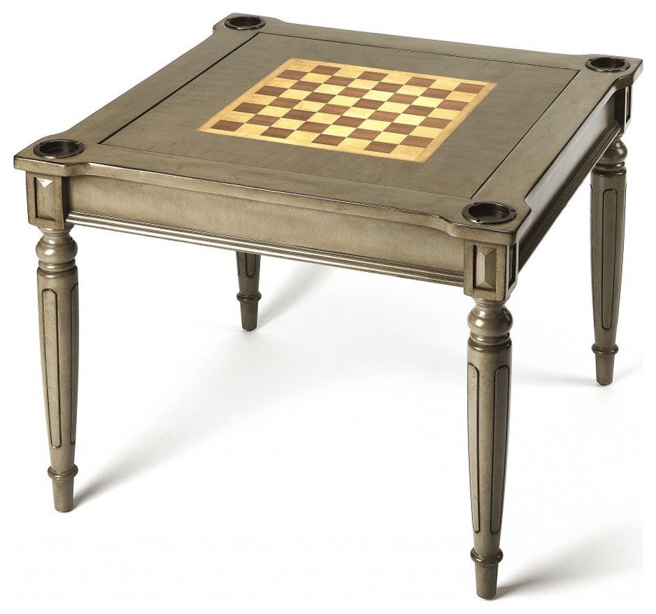 Silver Satin Multi Game Table Traditional Game Tables by HomeRoots Houzz