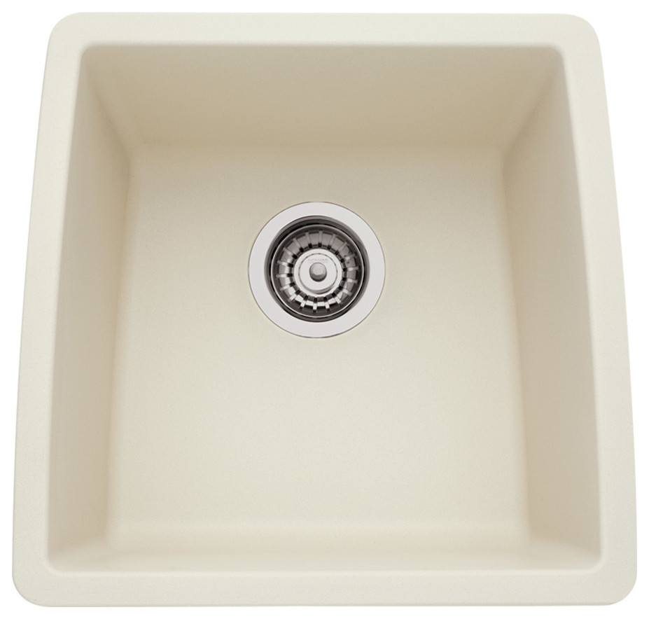 Blanco 440080 17"x17.5" Granite Single Undermount Kitchen Sink, Biscuit